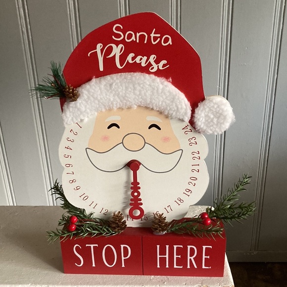 NWT- Wooden Santa Please Stop Here 🎅🏻 Days To Christmas Countdown Decoration - Picture 14 of 16